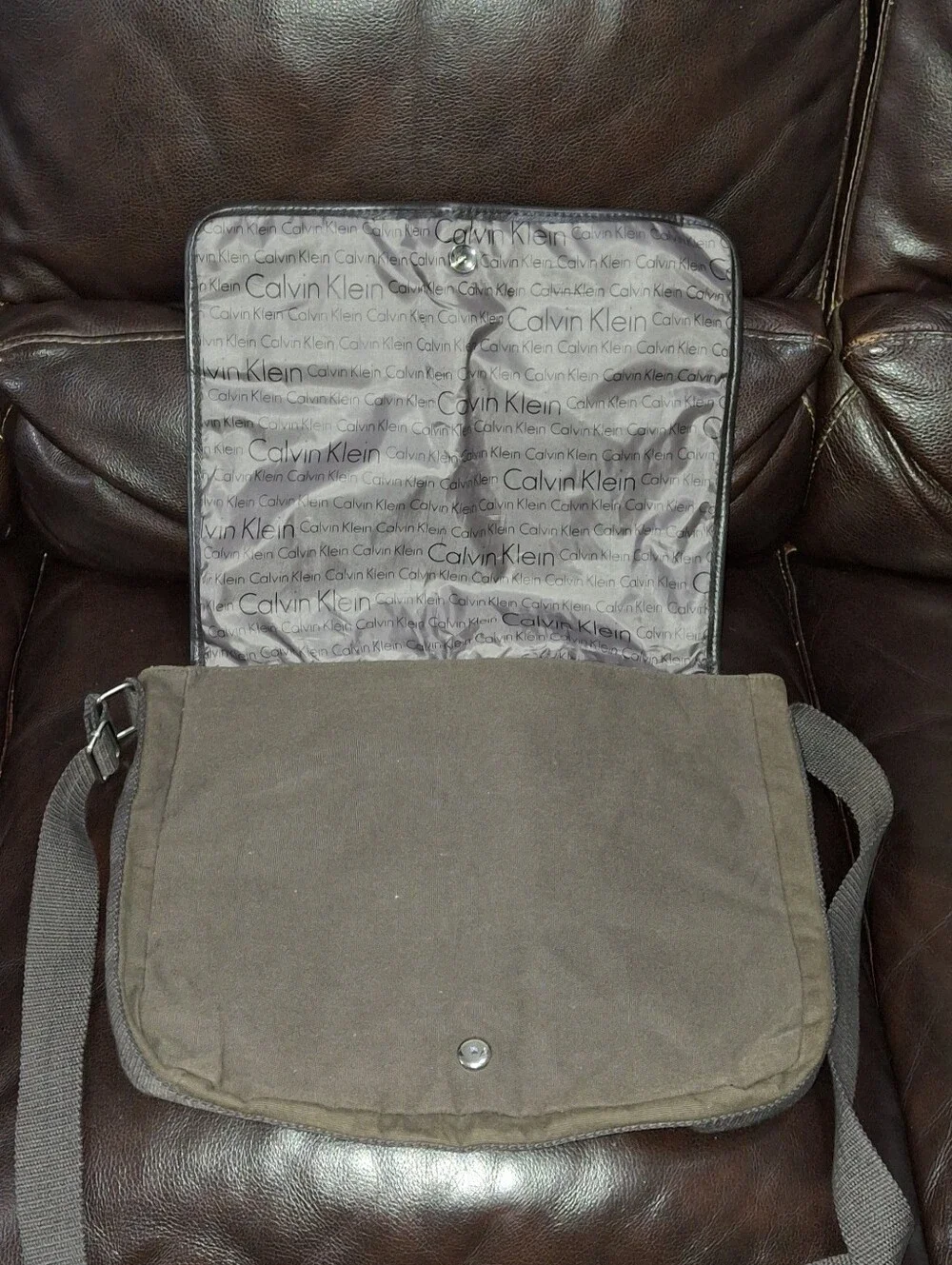 Brown Calvin Klein Canvas Messenger Bag